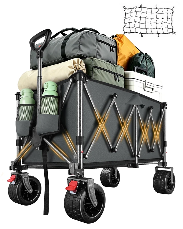 YEAUPE PRO Folding Transport Trolley 170L and 150 kg | Shopping Trolley with Adjustable Handle | Ideal for Moving, Garden and Camping | Grey