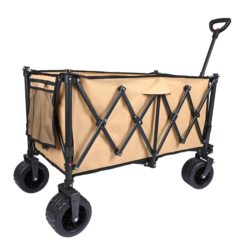 YEAUPE PRO Folding Transport Trolley 170L and 150 kg | Shopping Trolley with Adjustable Handle | Ideal for Moving, Garden and Camping | Khaki - Image 1