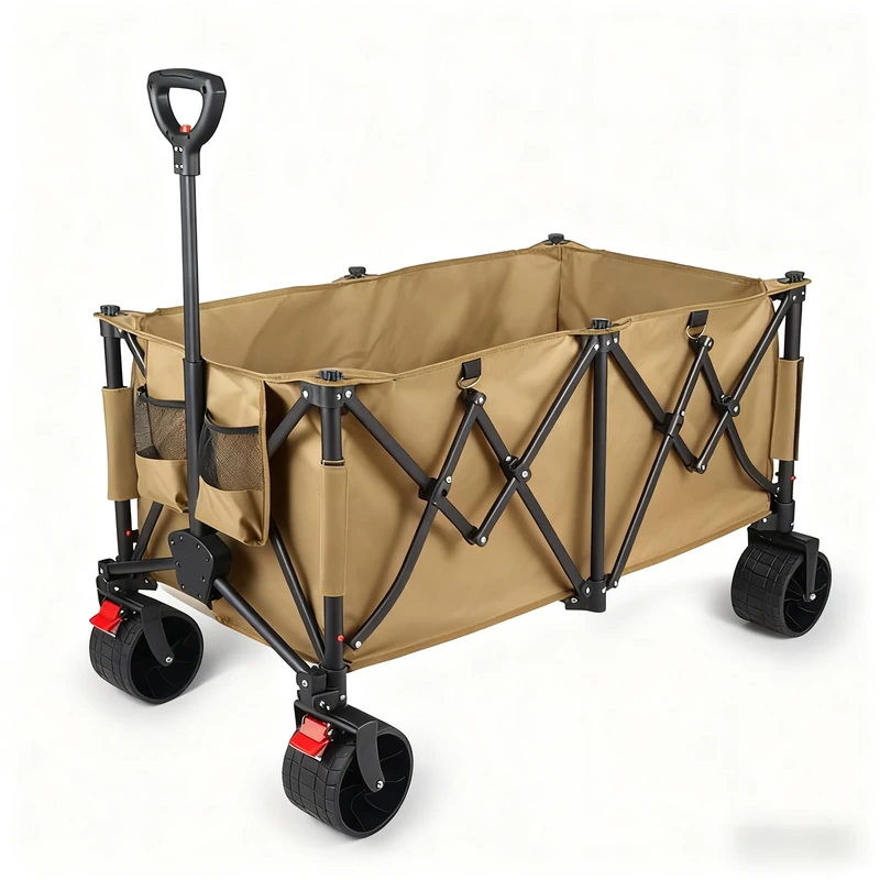 YEAUPE PRO Folding Trolley 65L and 50 kg | Your Multipurpose Daily Helper with Adjustable Handle | Khaki - Image 1