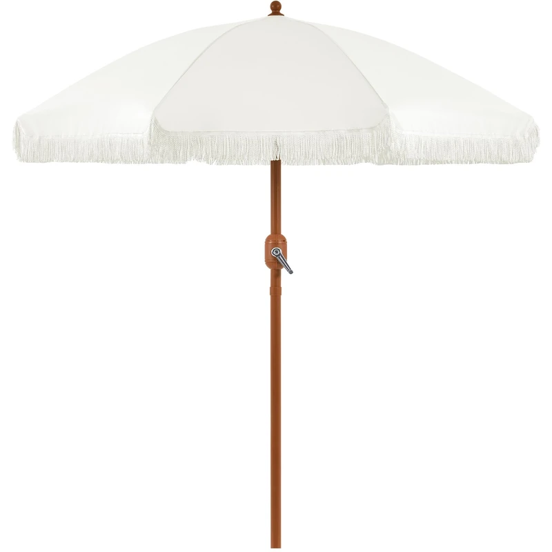 Yaheetech 2.7M Garden Parasol with Tilt, Solar 8-Rib Outdoor Umbrella Sunshade with Tassel & Crank, Patio Umbrella for Garden Deck Pool Beach Backyard, Cream