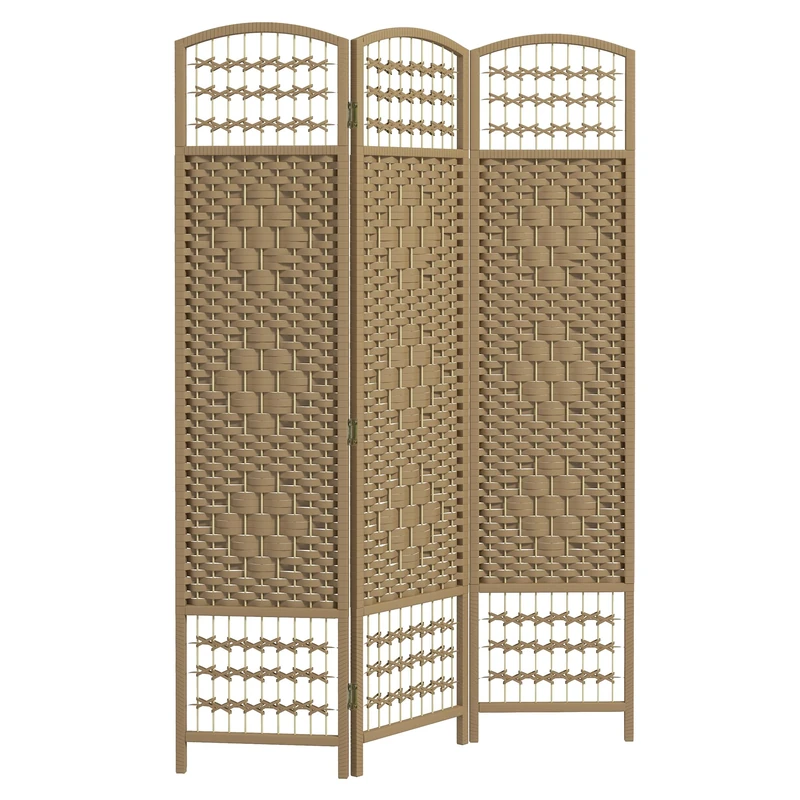 HOMCOM 3 Panel Folding Room Divider, Privacy Screen, Freestanding Paravent Partition Separator for Living Room, Bedroom and Office, 120 x 170cm, Natural Wood - Image 1