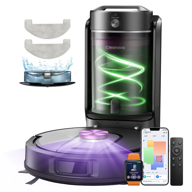 Vexilar Robot Vacuum and Mop with Multi-Cyclone Bagless Self Emptying Docking Station, 10000Pa Suction, LiDAR Navigation, 5 Maps, 180Min Runtime, Robotic Vacuum for Pet Hair, Carpet and Hard Floor