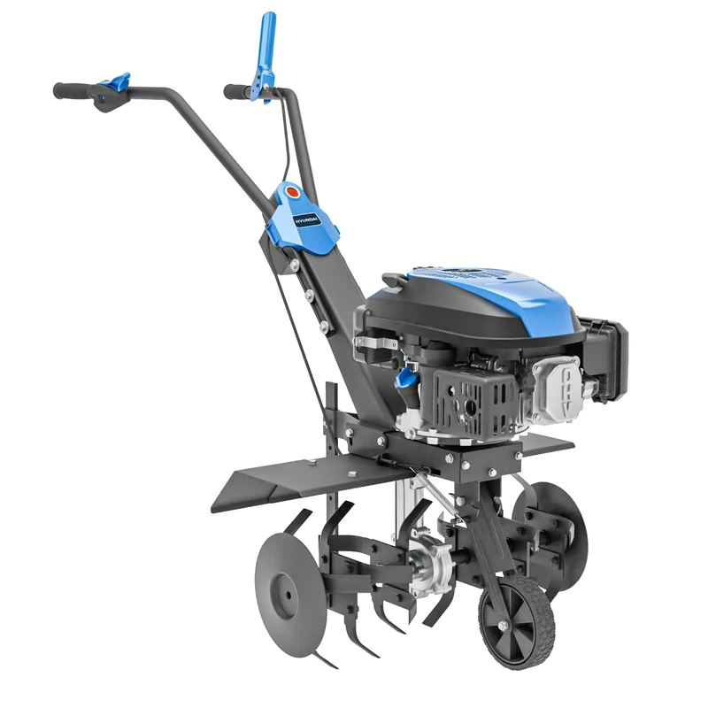 Hyundai 60cm Petrol Tiller Electric Start, 173cc 4-Stroke Engine, 26cm Working Depth, 4 Blade Sets, Ergonomic Adjustable Handle