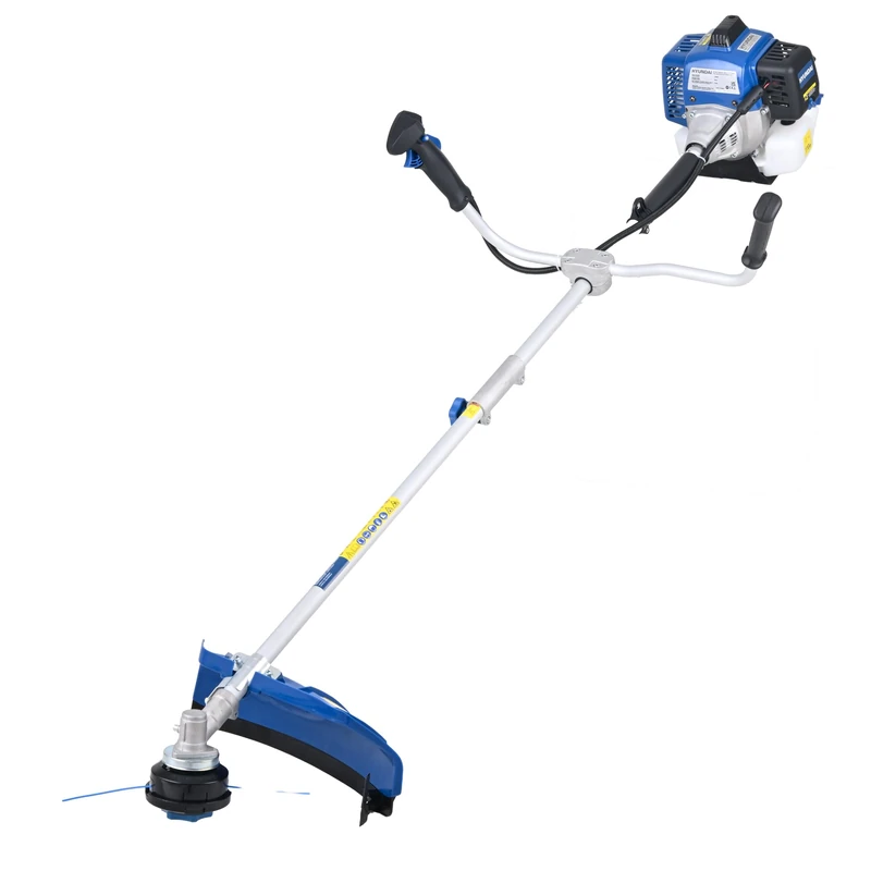 Hyundai 56cc Petrol Brushcutter & Grass Trimmer 2-in-1, Steel Blade & 43cm Nylon Line Head, Split Shaft, Harness Included, Heavy Duty Garden Cutter
