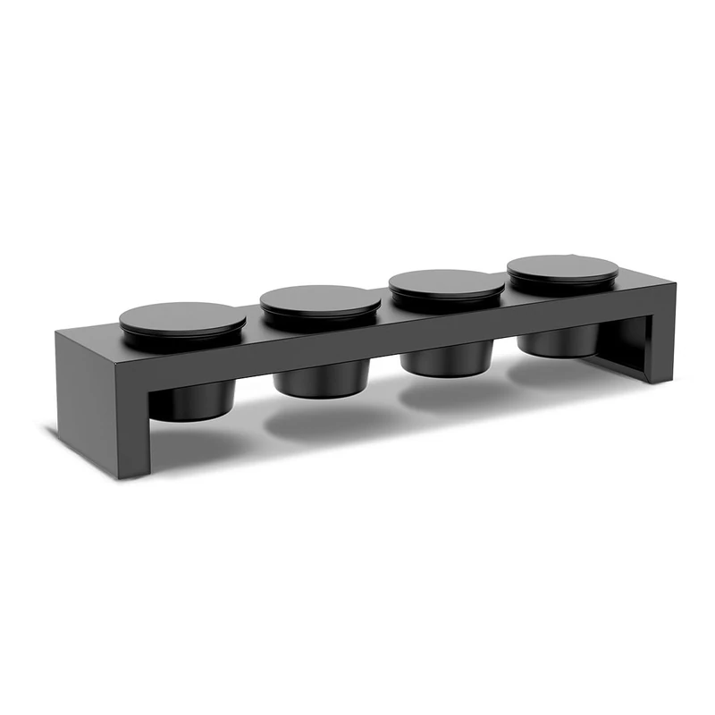 Cozze® Topping Station for Outdoor Kitchen – 4 Non-Stick Bowls, Hanging Prep & Serving Station for Back Grid & Cozze Stations, Matt Black