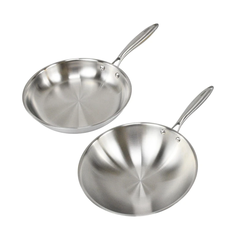 Fackelmann Vita3 Frying Pan Set, Includes Frying Pan, 24 cm, 28 cm and 28 cm, Triply Stainless Steel Without Non-Stick, PFA Free, Suitable for Induction and All Types of Cookers, Dishwasher Safe - Image 1