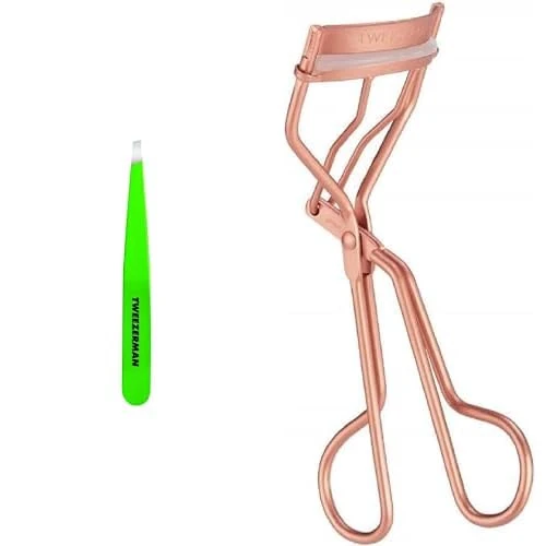 Tweezerman Green Apple Slant Tweezer & Rose Gold Classic Curler, (Pack of 2)
