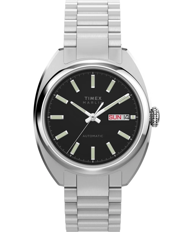 Timex Men Analogue Automatic Marlin Watch - Silver & Black