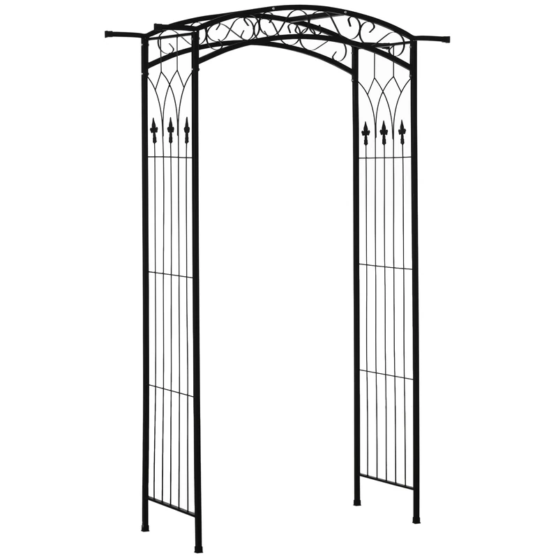 Outsunny Metal Garden Arch with 20mm Thickened Tubes, Rust-Resistant Garden Arbour, for Climbing Plants and Outdoor Decoration as Garden Archway or Trellis, 130L x 211H cm - Image 1