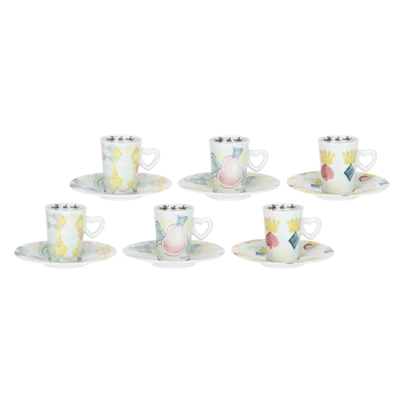 Thun Set of 6 Espresso Cups with Porcelain Saucers, Spring Incanto Collection, 7.5 x 6 cm