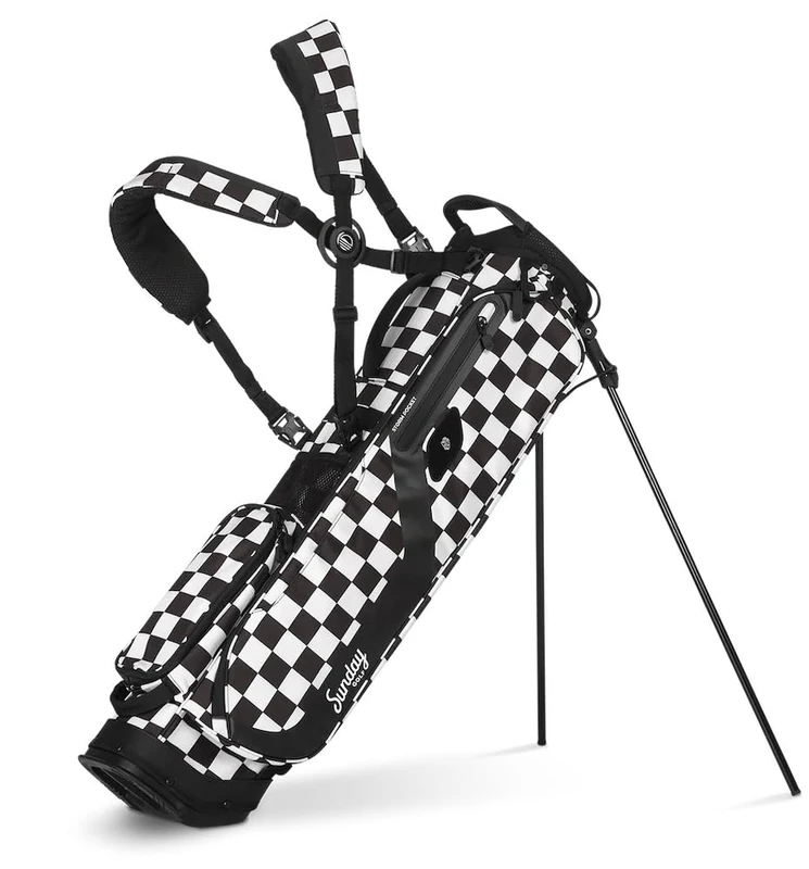Sunday Golf El Camino Golf Bag by - Lightweight Stand Bag with Double Strap – Easy to Carry – Fits a Full Set of Clubs. Minimalist Golfers, and Golf Carts (Black & White Check)