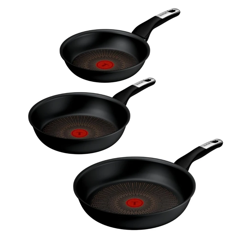 Tefal Explore – Set of 3 Frying Pans 20/24/28 cm, Fixed Handle, Aluminium, FusionCore Non-Stick Coating, Suitable for Induction, Thermo-Signal