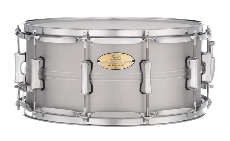 Pearl Primal Snare Collective 14"x6.5" Aluminum Snare Drum with Beaded 1mm Shell, Brushed Finish, 2.3mm Triple-Flanged Hoops, Dual Tension lugs, and deluxe strainer. - Image 1