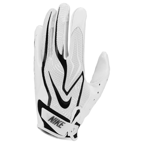 Nike Vapor Jet 9.0 Football Gloves – Premium American Football Receiver Gloves – Lightweight Grip & Performance Fit, White/White/Black, L