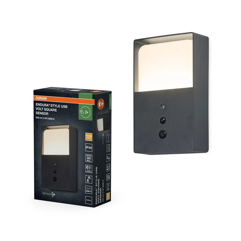 Osram Endura Style USB Volt Square Sensor IP54 Dark Grey - Image 1