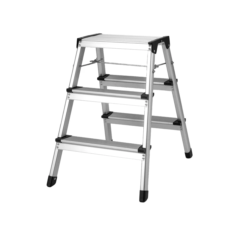 HOMFME Dual-Sided 3 Step Ladder, Lightweight Aluminum Folding Stepladder