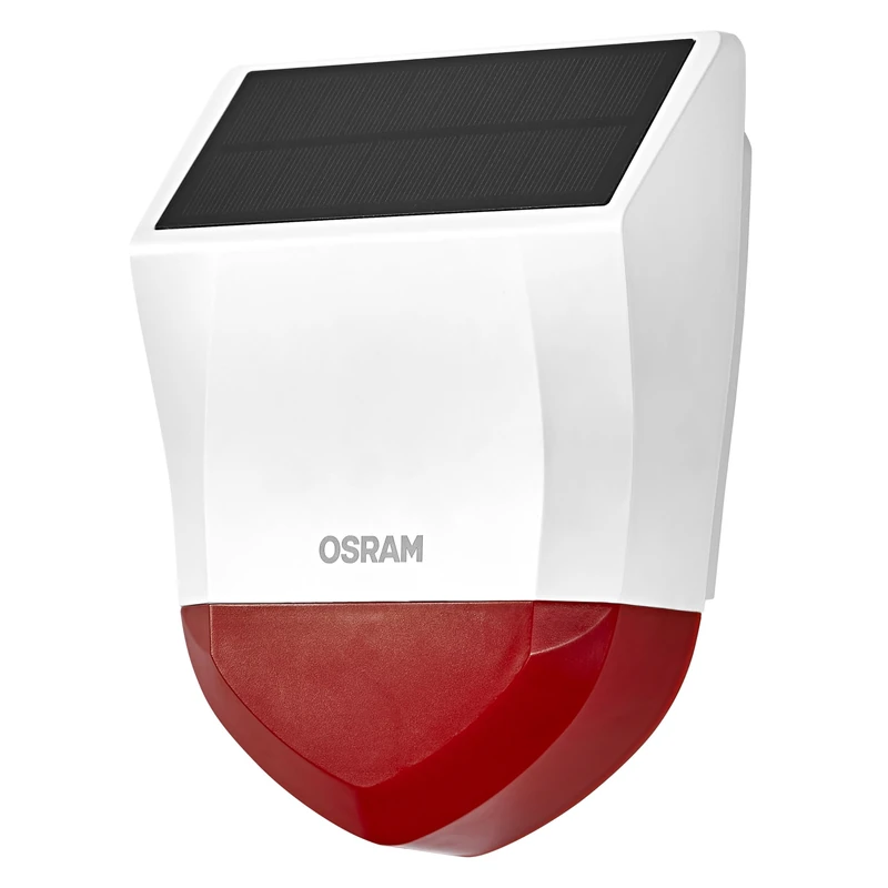 OSRAM SMART+ WiFi Outdoor Siren, 95dB, Solar, Rechargeable, 2 Speakers, Tamper Alarm, IP65, App Control, Alexa/Google