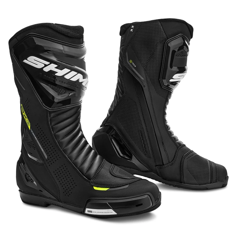 SHIMA RX-3 Motorbike Boots for Men Leather Ventilated Shoes Sport Summer Touring Velcro Motorcycle Long Ankle Protector Urban Bike Casual Classic Riding Motor Boot (Mens, Yellow Fluo, UK 9.5)