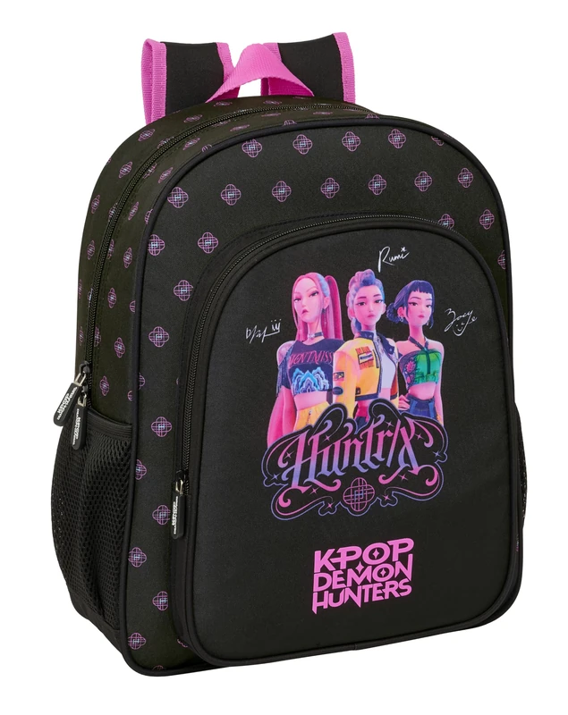 K-POP Demon Hunters – Black – Children's School Backpack, Adaptable to Trolley, Ideal for School Ages, Comfortable and Versatile, Quality and Resistance, 32 x 12 x 38 cm