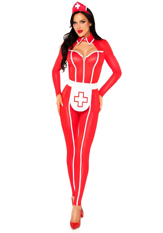 Leg Avenue Hospital Heartbreaker Women’s Catsuit Costume – Size S – Red - Image 1