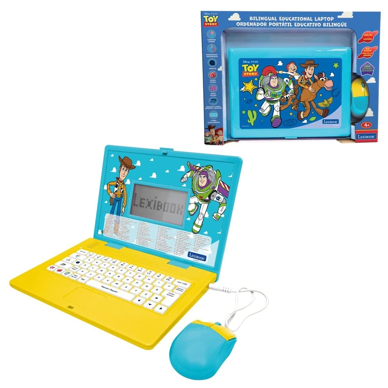 Lexibook, Disney Toy Story, Bilingual Educational Laptop, 164 Activities in English and Spanish, Learning Games, Letter and Number Practice, Blue & Yellow, JC601TSi2LXB