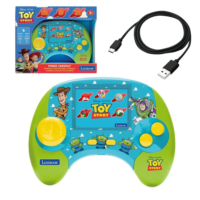 LEXIBOOK, Disney Toy Story, Power Console® Educational Handheld, Bilingual Talking Console, 100 Activities in English and Spanish, 2.8" Colour LCD Screen, Learning Games, Blue, JCG100TSi2LXB