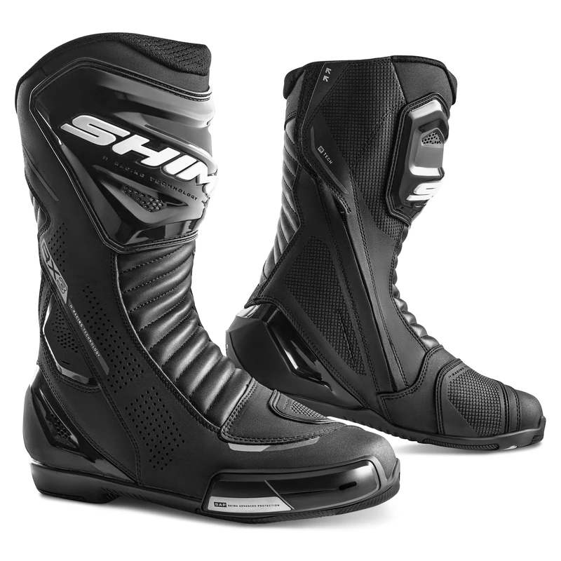 SHIMA RX-3 Motorbike Boots for Men Leather Ventilated Shoes Sport Summer Touring Velcro Motorcycle Long Ankle Protector Urban Bike Casual Classic Riding Motor Boot (Mens, Black/White, UK 8)