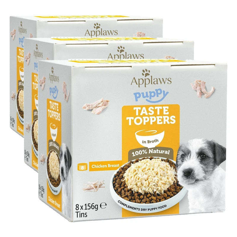 Applaws Natural Wet Puppy Food, Chicken Breast with Rice in Broth Can 156g Hypoallergenic Wet Dog Food (Pack of 24)