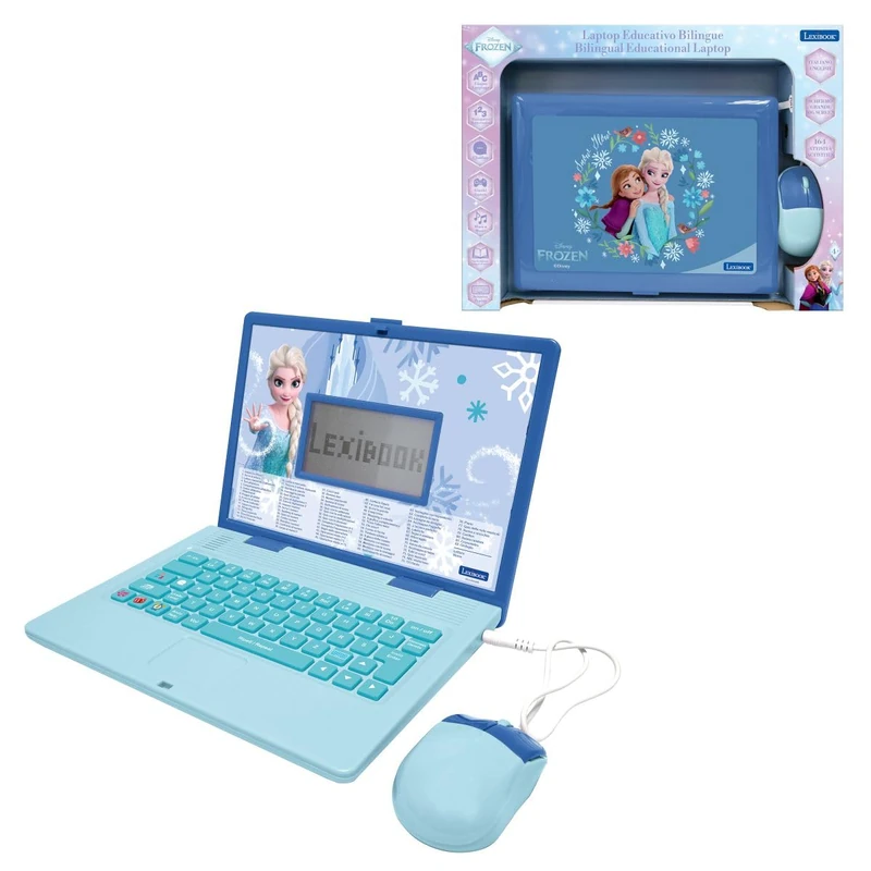 Lexibook, Frozen, Bilingual Educational Laptop, English and Italian, 164 Activities, Mathematics, Logic, Music, Slim Laptop Design, Realistic Keyboard and Mouse, Blue, JC601FZi5LXB