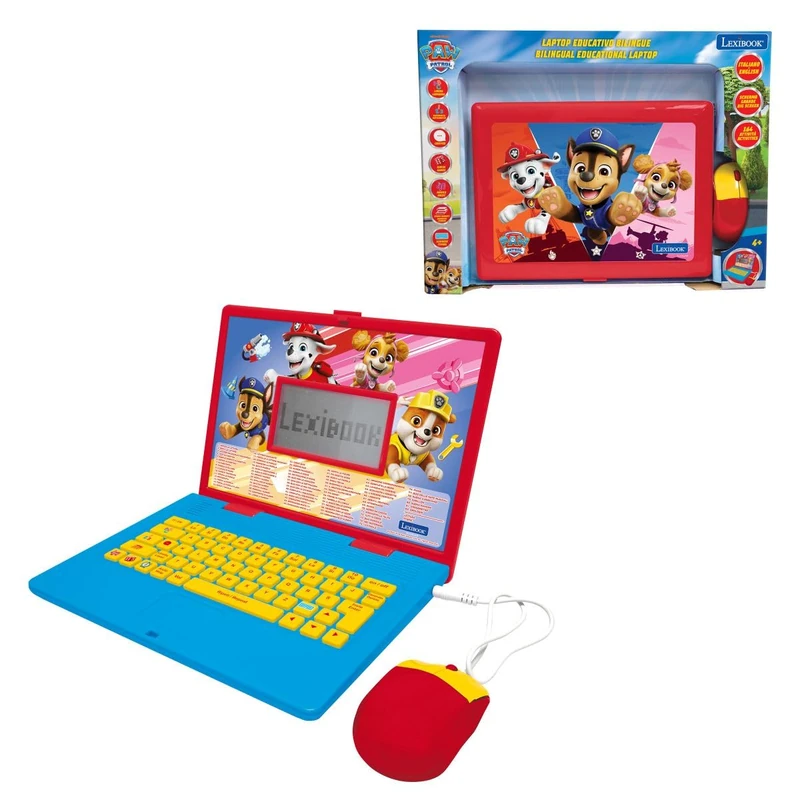 Lexibook, Paw Patrol, Bilingual Educational Laptop, English and Italian, 164 Activities, Maths, Logic Games, Music Mode, Large LCD Screen, Red/Blue, JC601PAi5LXB