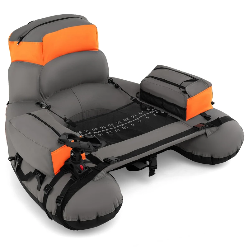 SPOTRAVEL Inflatable Fishing Float Tube (Orange+Gray, 110x108x64 cm)