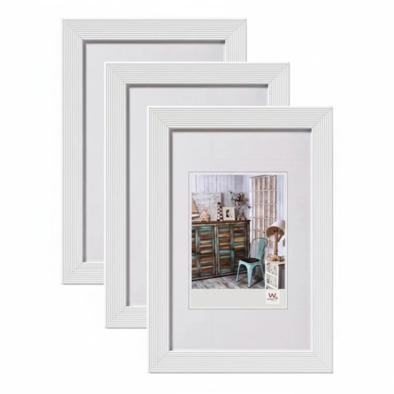 walther design - Grado HI520W3 Picture Frames, White, 15 x 20 cm, Pack of 3 Wooden Frames