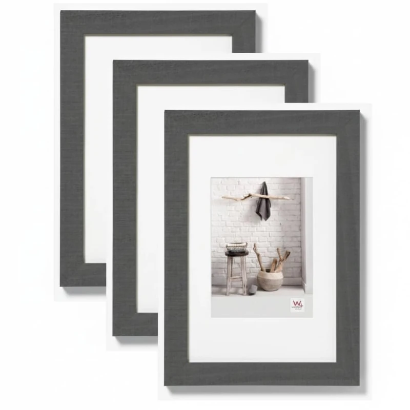 walther design - Home HO015D3 Picture Frames, Grey, 10 x 15 cm, Pack of 3 Wooden Frames