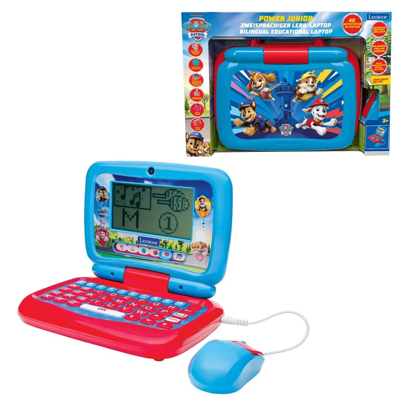 Lexibook, Paw Patrol Bilingual Talking Educational Laptop, 40 Activities, English German, Talking Learning Computer, Animated Stories, Reading Teaching Method, Blue/Red, JC398PAi3LXB