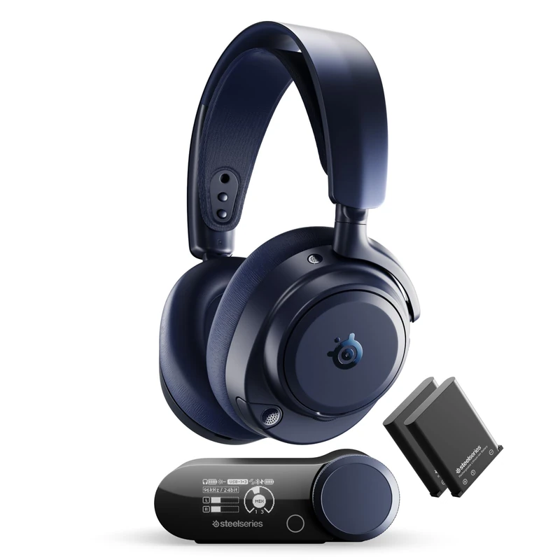 SteelSeries Arctis Nova Pro Omni - Hi-Res Wireless Gaming Headset, 96kHz/24bit, ANC, ClearCast Pro Mic, AI Noise Rejection, Mobile App, Mix 2.4GHz + BT, OmniPlay PC+PlayStation+Xbox - White