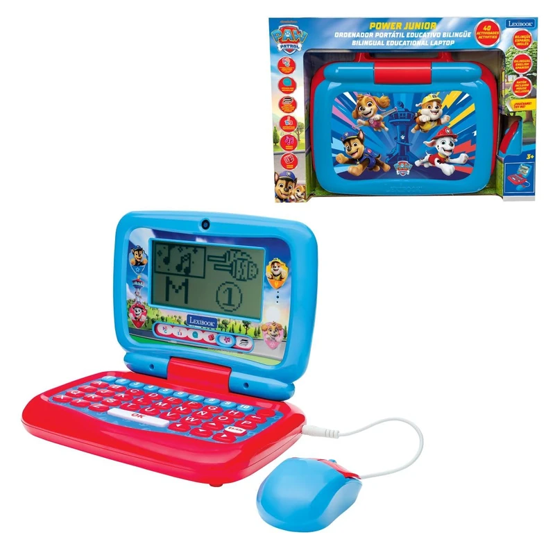 Lexibook, Paw Patrol, Bilingual Talking Educational Laptop, 40 Activities, English‑Spanish Learning, Animated Stories, Reading Method, Blue/Red, JC398PAi2LXB