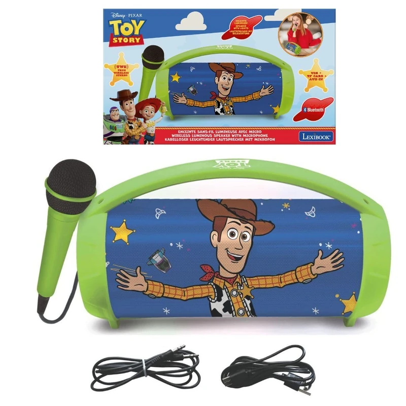 Lexibook, Disney Toy Story, Wireless Bluetooth Speaker with Light, Light Effects, Karaoke Function, Ideal for Music and Games, Multicolor, BTP585TSZLXB