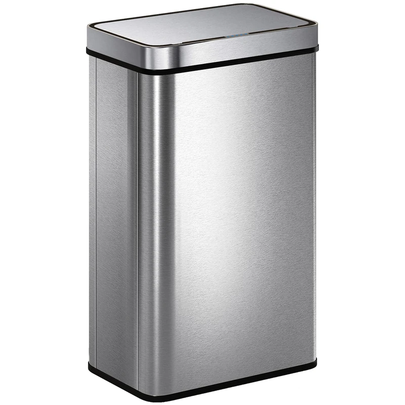 HOMCOM 60 L Kitchen Bin with Fingerprint-Proof Stainless Steel, Silver Tone