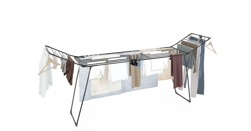 Colombo Brooklyn Extendable Clothes Airer | Extendable Clothes Airer in Rustproof Steel with XXL Telescopic Wires - 195-260 cm, Wings Block and Hanger Holder | Drying Rack 25 m | Made in Italy