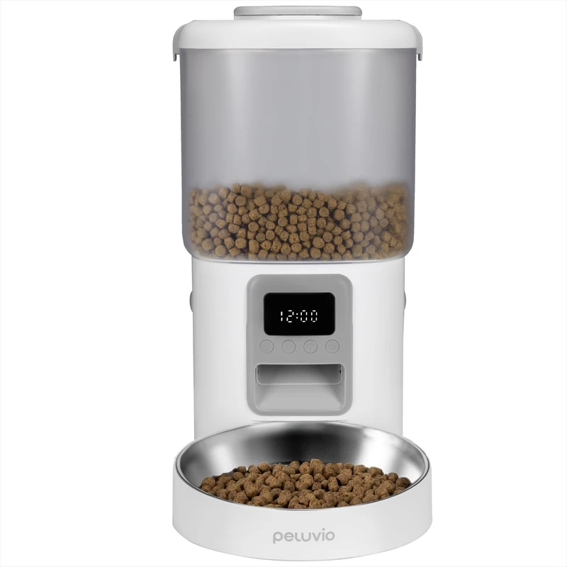 Peluvio Crispy Automatic Dog Feeder with Timer, Up to 4 Meals, Emergency Power with Battery, USB-C, LCD Display, Stainless Steel Bowl, 4.5 L for Dry Food 5-15 mm - Image 1