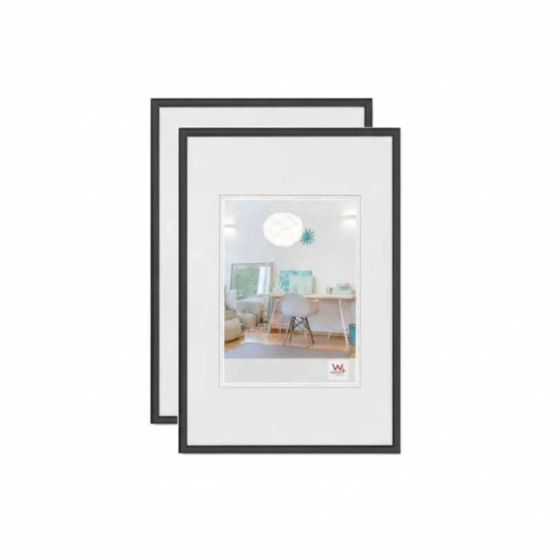walther design - New Lifestyle KV835BD Picture Frames, Black, 28 x 35 cm, Pack of 2 Plastic Frames