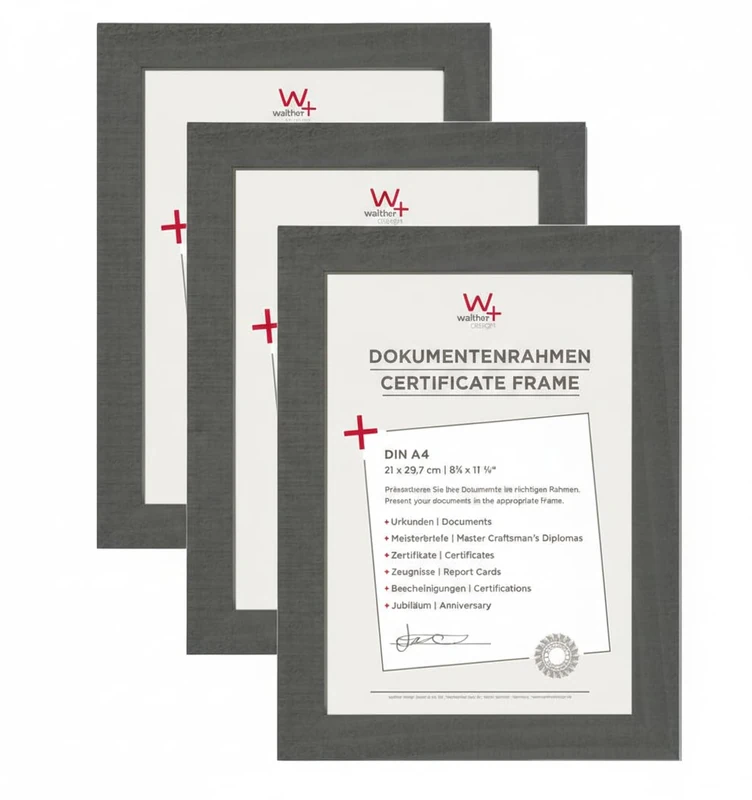 walther design - Home HO130D3 Picture Frames, Grey, 21 x 29.7 cm, Pack of 3 Wooden Frames - Image 1