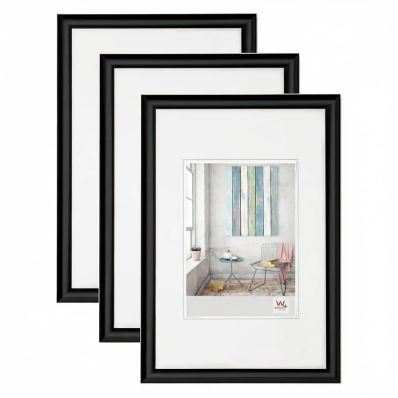 walther design - Trendstyle KP430B3 Picture Frames, Black, 24 x 30 cm, Pack of 3 Plastic Frames