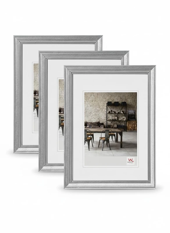 walther design - Lounge JA030S3 Picture Frames, Silver, 20 x 30 cm, Pack of 3 Photo Frames - Image 1