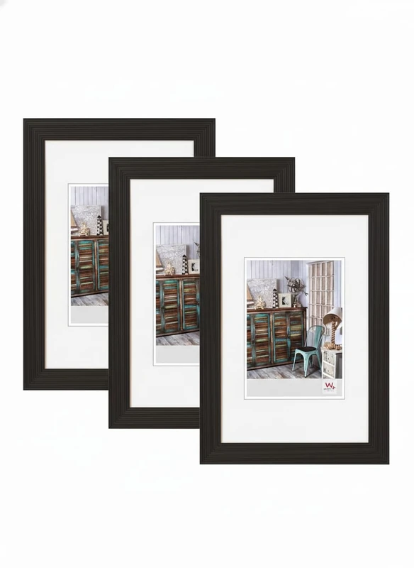 walther design - Grado HI030B3 Picture Frames, Black, 20 x 30 cm, Pack of 3 Wooden Frames