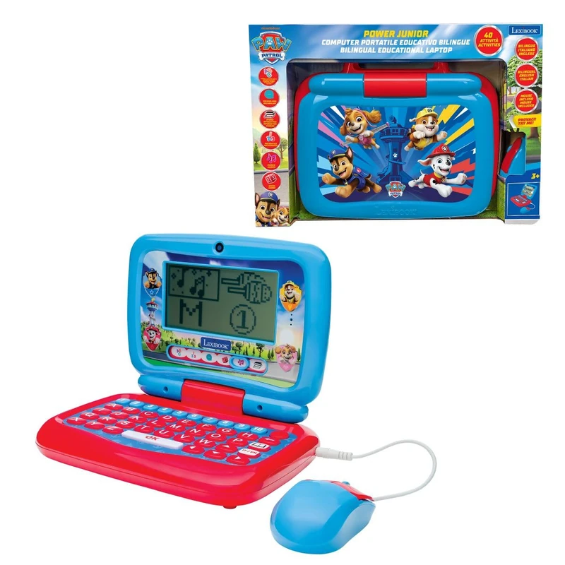 Lexibook, Paw Patrol Bilingual Talking Educational Laptop, 40 Activities, 6 Learning Categories, Animated Stories, English & Italian, Realistic Keyboard, Mouse & Pretend Webcam, Blue/Red, JC398PAi5LXB