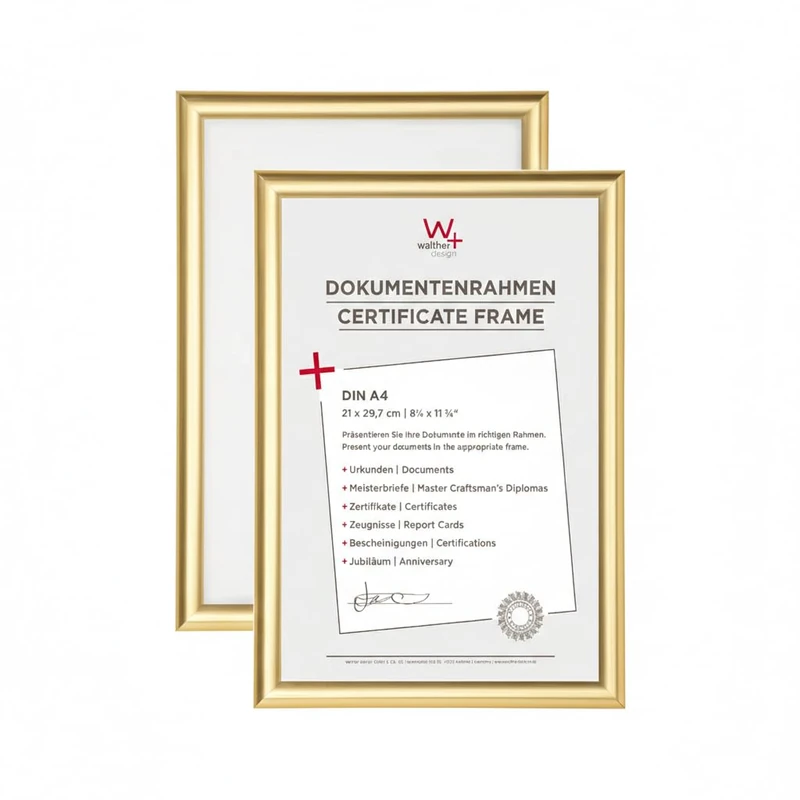 walther design Trendstyle KP130GD Picture Frame Gold 21 x 29.7 cm Pack of 2