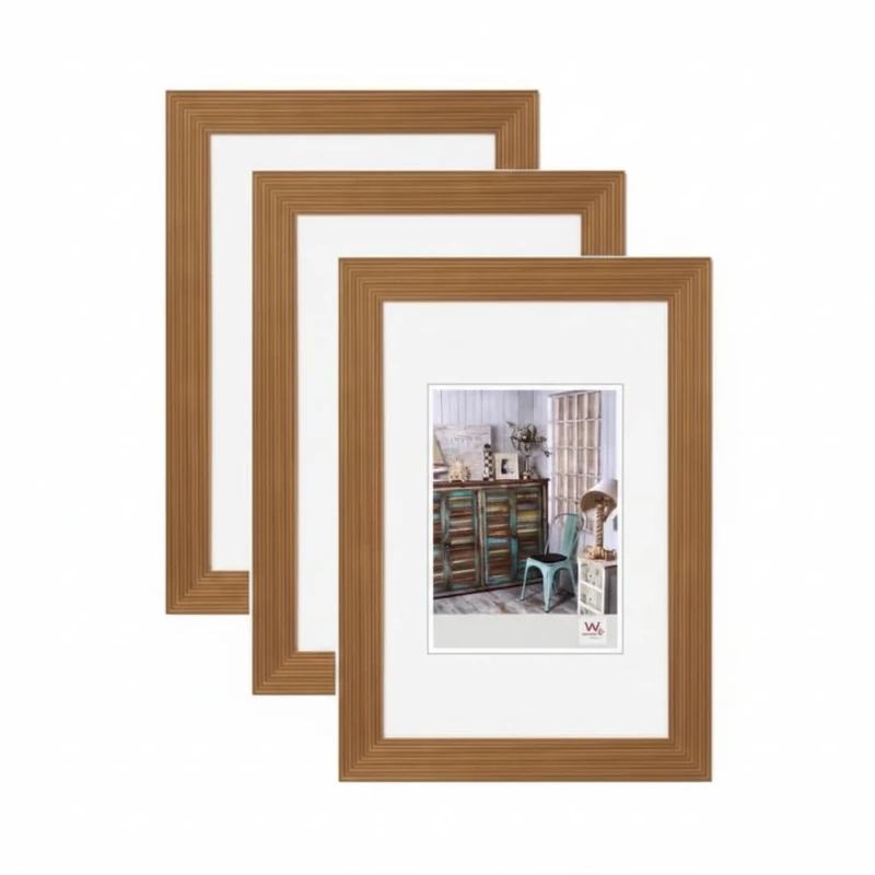 walther design - Grado HI318E3 Picture Frames, Oak, 13 x 18 cm, Pack of 3 Wooden Frames