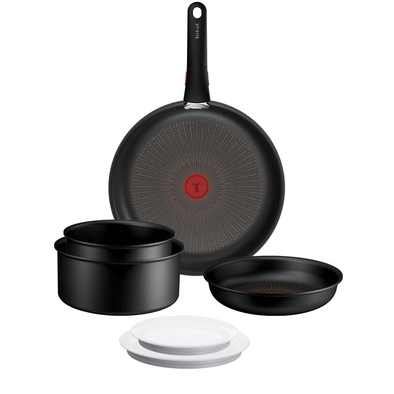 Tefal Ingenio Explore – Set of 2 Frying Pans 22/28 cm + 2 Saucepans 16/20 cm + Handle + 2 Accessories, Non-Stick, Induction Safe, Stackable, Aluminium, Thermo-Signal, Oven Safe