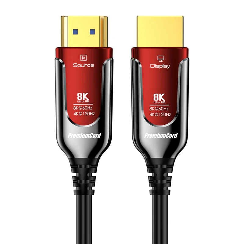 PREMIUMCORD 8K Optical Active Fibre Optic Cable HDMI 2.1, Ultra High Speed Cable 48 Gbps, 3D, EDID, eARC, HDR, Resolution 8K@60Hz 4320p, 4K@240Hz, Compatible with PS5, Xbox, PC, TV, Gold-Plated